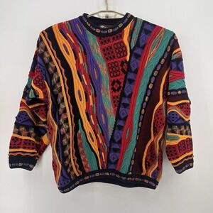 Vintage Tundra Size XL Canada Multi Color Chunky Sweater Cosby "Coogi Style"